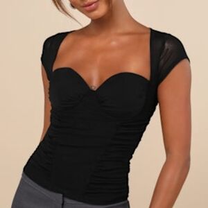 NWT Lulu's Ruched Cap Sleeve Going Out Top